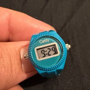 Tiny teal digital watch ring